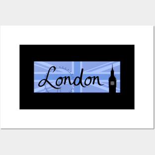 London Script Design on Union Flag Posters and Art